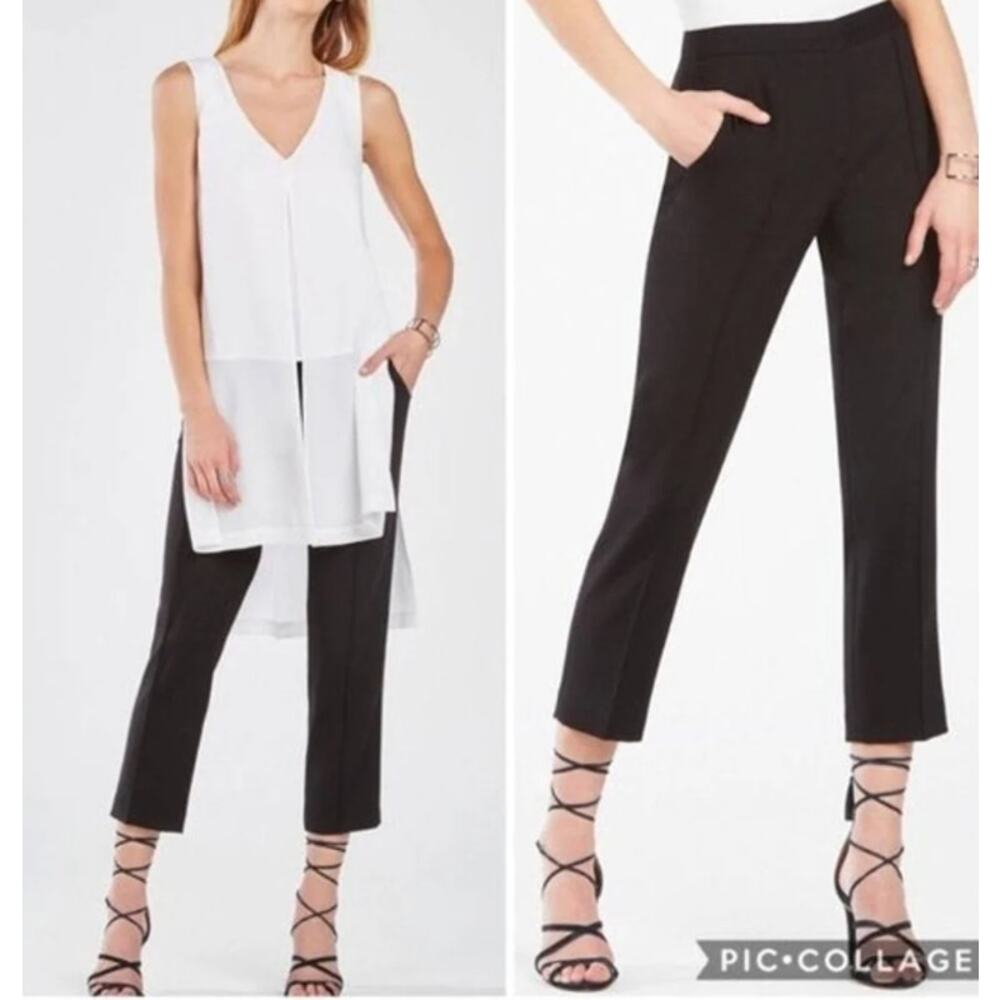 BCBGMaxazria Women's Stretch Cropped Gerry Ankle Dress Pants High Rise Black 10